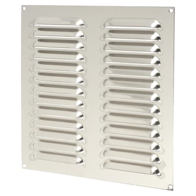 Hooded Louvre Vent - 242 x 242mm - 11919mm² Free Air Flow - Polished Stainless Steel
