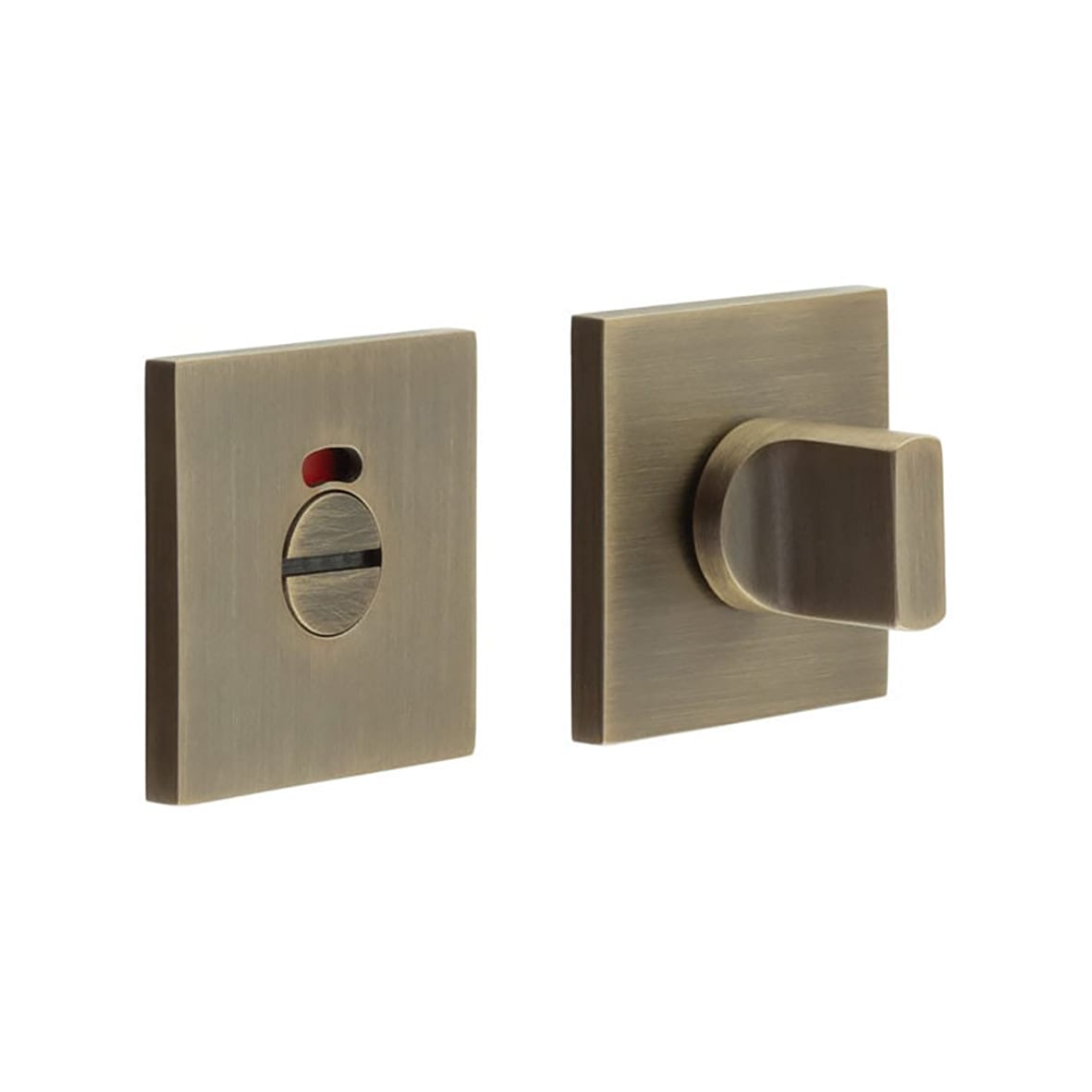 Square Bathroom Turn & Release with Indicator - 54 x 54mm - Antique Brass