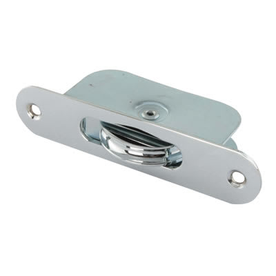 Radius Axle Sash Window Pulley - 44mm Curved Metal Wheel - Polished Chrome
