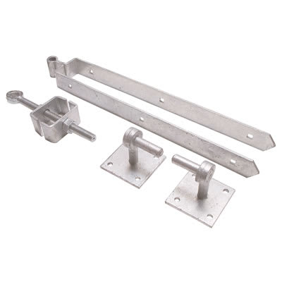 Heavy Duty Adjustable Field Gate Hinge Set on Plate - 450 x 90mm - Galvanised