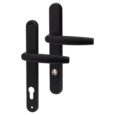 1530/3259N Black uPVC Multipoint Door Handles - Long Plate - 92mm c/c - 60mm door