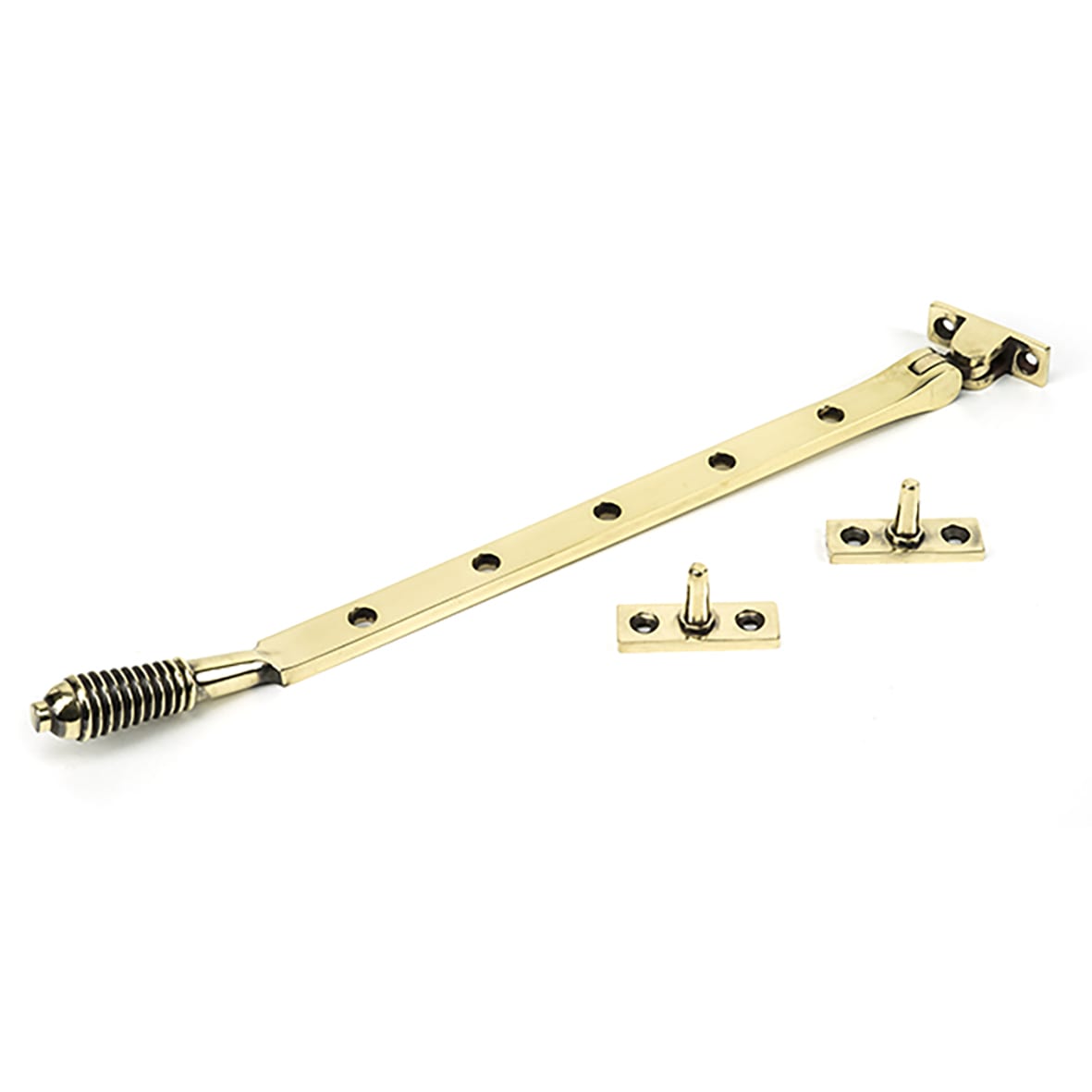 Reeded Casement Window Stay - 12"/300mm Length - Aged Brass