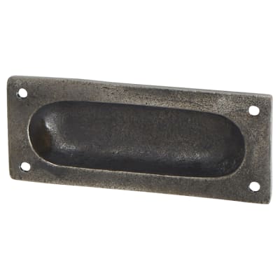 Rectangular Flush Cabinet Pull Handle - 90 x 40mm - Pewter Effect
