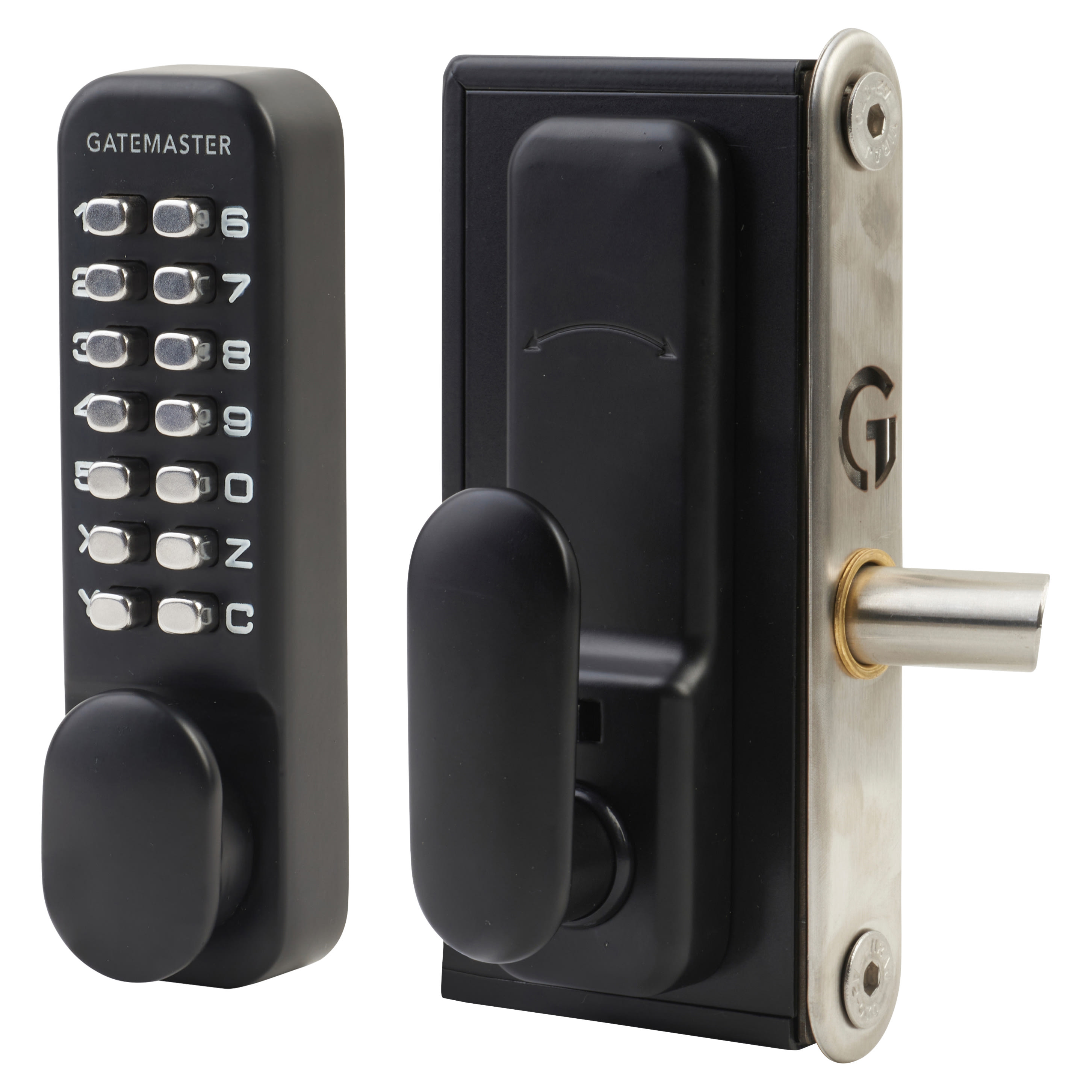 Surface Fixed Marine Grade One Side Push Button Gate Code Lock - Holdback - Reversible - Black