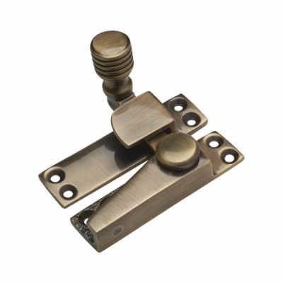 Heavy Duty Straight Quadrant Arm Sash Window Fastener - 70 x 19mm - Antique Brass