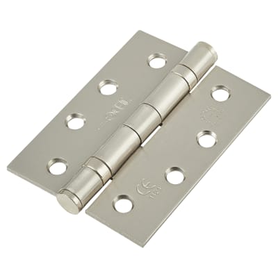 Twin Ball Bearing Steel Grade 11 Butt Fire Door Hinge - 102 x 76 x 2.7mm - Satin Nickel - Pair