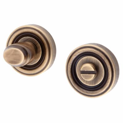 Parisian Bathroom Turn & Release - 40mm Diameter - Antique Brass
