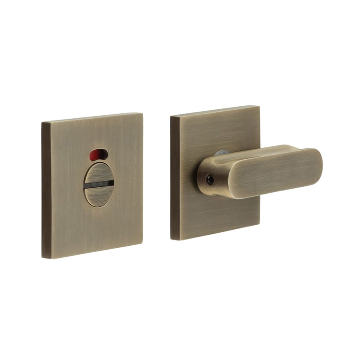 Square Bathroom Turn & Release with Indicator - 54 x 54mm - Antique Brass