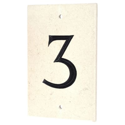 Limestone Screw Fix Door Numeral - 3 - 140 x 90mm - Natural Limestone