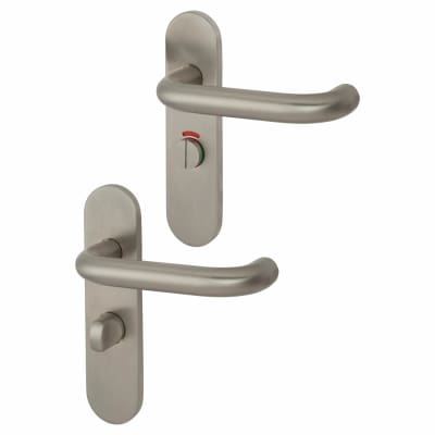 Satin Stainless Steel 19mm Return to Door Bathroom Door Handles - Radius - 57mm c/c - RH