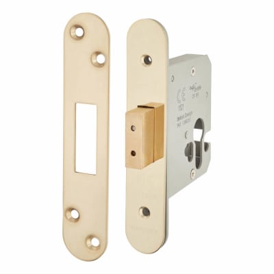Architectural Euro Profile Deadlock - 78mm Case - 57mm Backset - Radius - PVD Brass