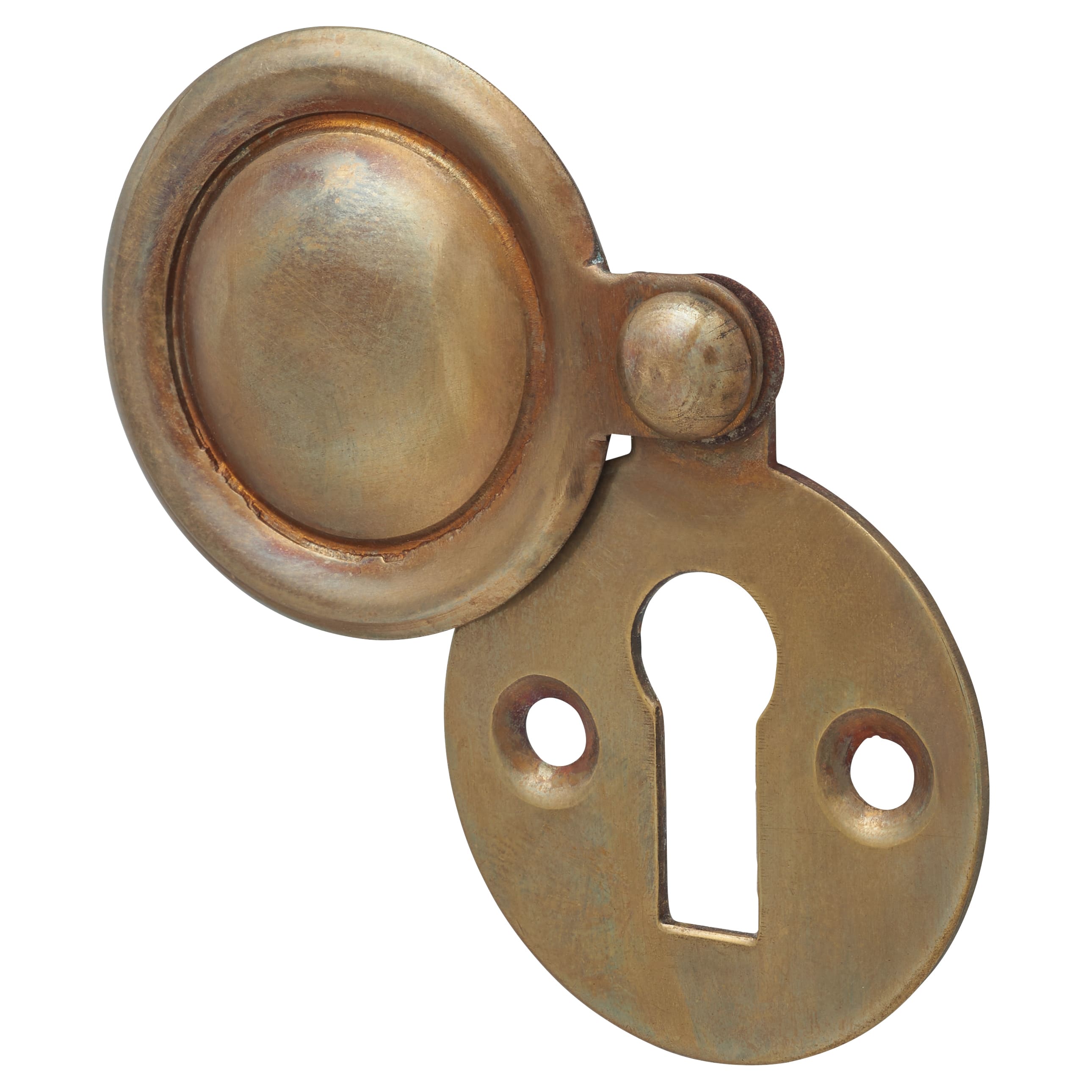 Victorian Covered Escutcheon - 32mm Diameter - Keyhole - Aged Brass