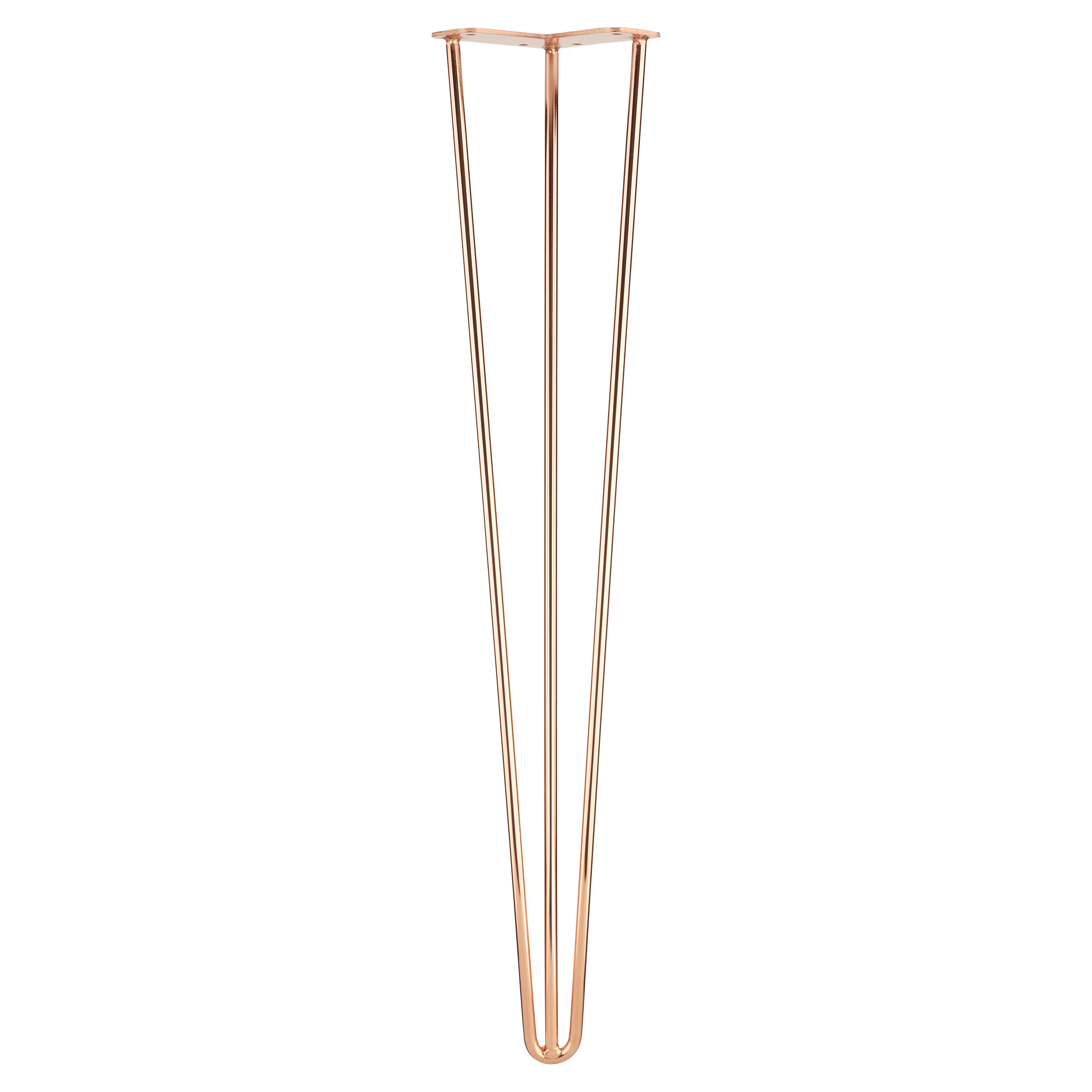 Hairpin Leg - 3 Pin - 710mm Height - Polished Copper