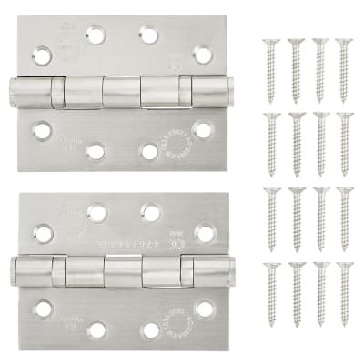 Twin Ball Bearing Grade 13 Butt Fire Door Hinge - 100 x 75 x 3mm - 201 Sat Stainless - Pair