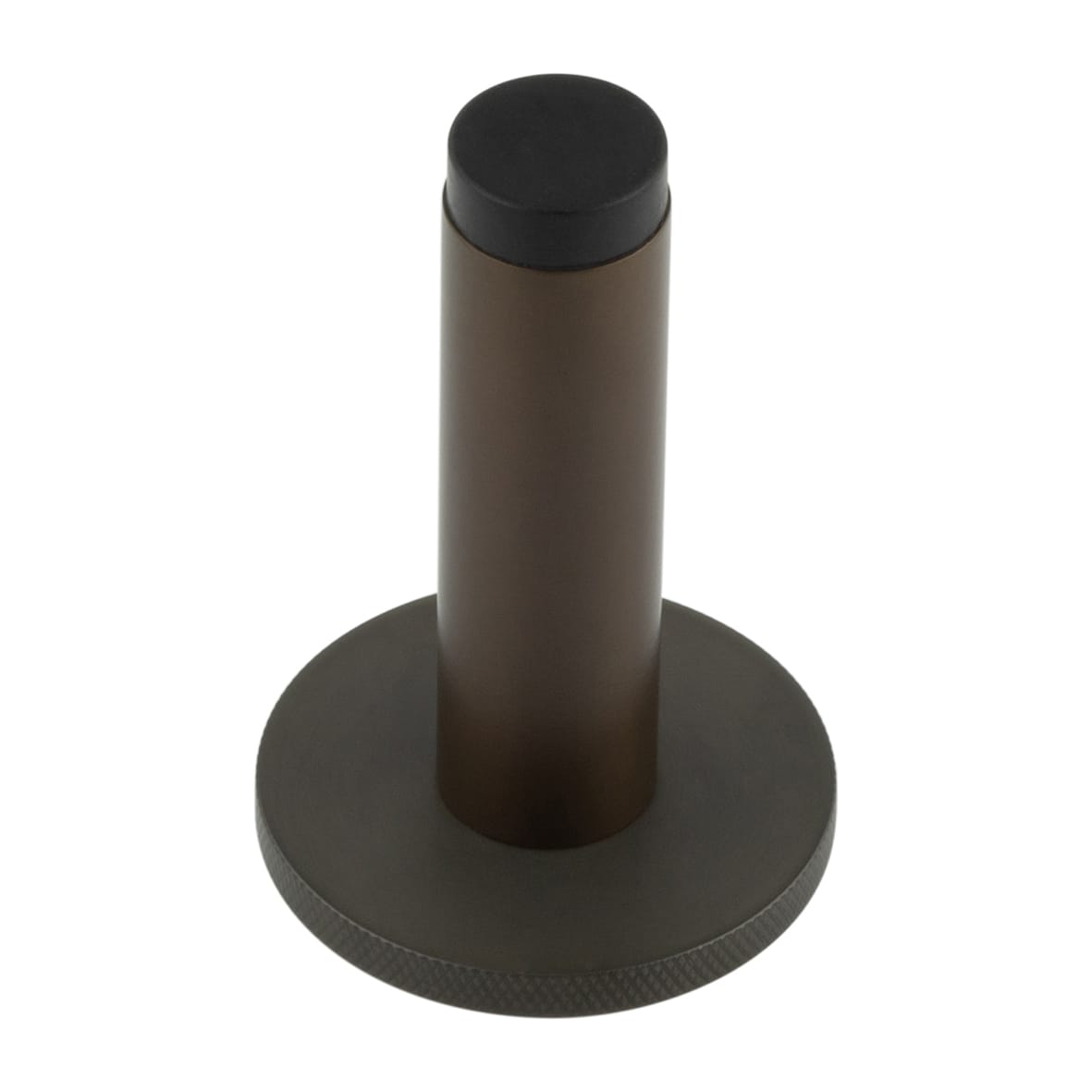 Plain Projection Door Stop on Knurled Rose - 76mm Projection - Dark Bronze