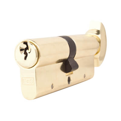 5 Pin 80mm Euro Thumbturn Cylinder - 40mm Turn + 40mm - Pol Brass - Keyed to Differ
