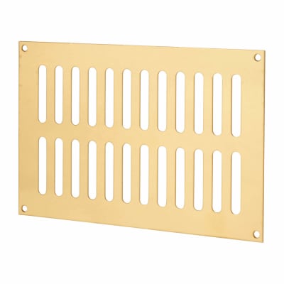Plain Slotted Vent - 229 x 152mm - 8170mm² Free Air Flow - Polished Brass