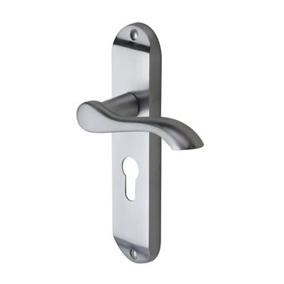 Marcus Satin Chrome Scroll Euro Lock Door Handles - Aurora Range - 183 x 42mm