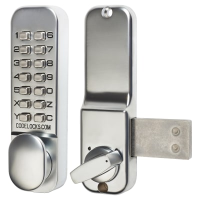 Surface Deadbolt Push Button Code Lock - Satin Chrome