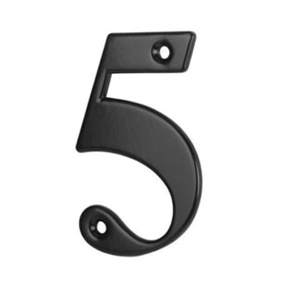 79mm Screw Fix Door Numeral - 5 - Black