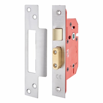 22WCS StrongBOLT Bolt Through Bathroom Lock - 81mm Case - 57mm Backset - Satin Stainless Steel