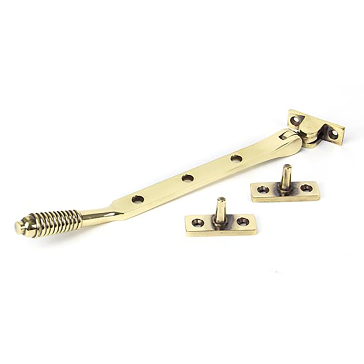 Reeded Casement Window Stay - 8"/200mm Length - Aged Brass