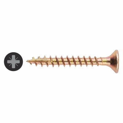 All Purpose Pozi Countersunk Wood Screws - 3.5 x 30mm - Yellow Zinc - Pack of 200
