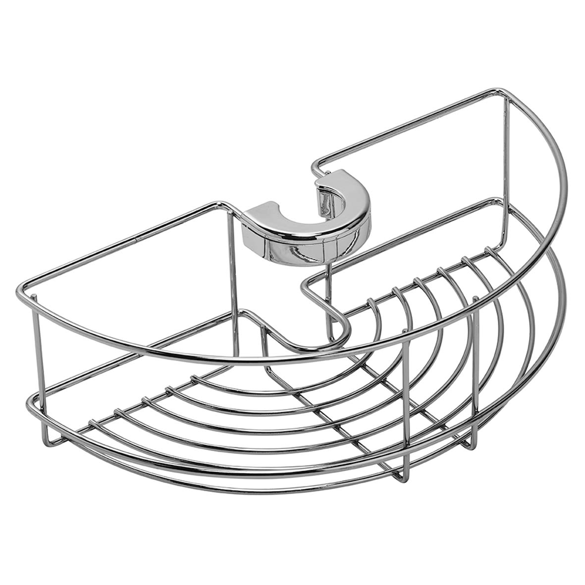 Easy Fit Clip On Riser Rail Shower Basket - One Tier - 85 x 265 x 135mm - Polished Chrome