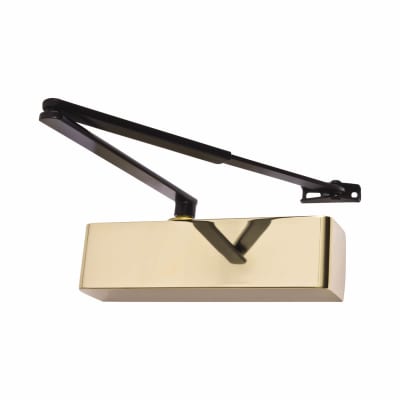 Overhead Fire Door Closer - Power Size 2-4 - Push/Pull Mounting - Black Arm/Brass Cover