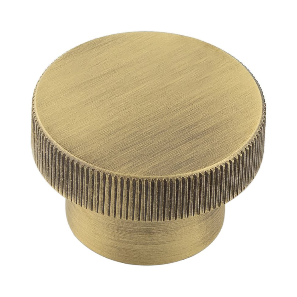 Thaxted Lines Round Cabinet Knob - 40mm Diameter - Antique Brass