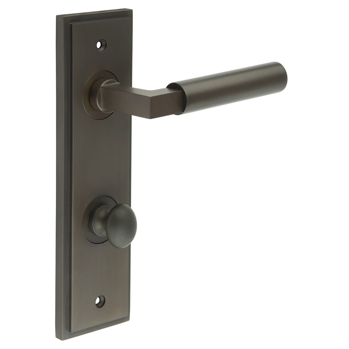 Dark Bronze Fire Rated DIN Bathroom Door Handles - Westminster - Inner 1 - 200 x 55mm