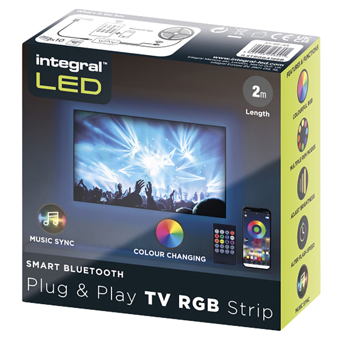 LED 1.5W USB Plug & Play LED TV Strip Light with Remote and App Control - 2000mm - RGB