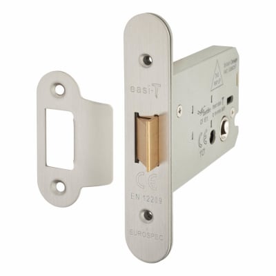 Heavy Duty Bolt Through Flat Latch - 104mm Case - 82mm Backset - Radius - Satin Stainless Steel