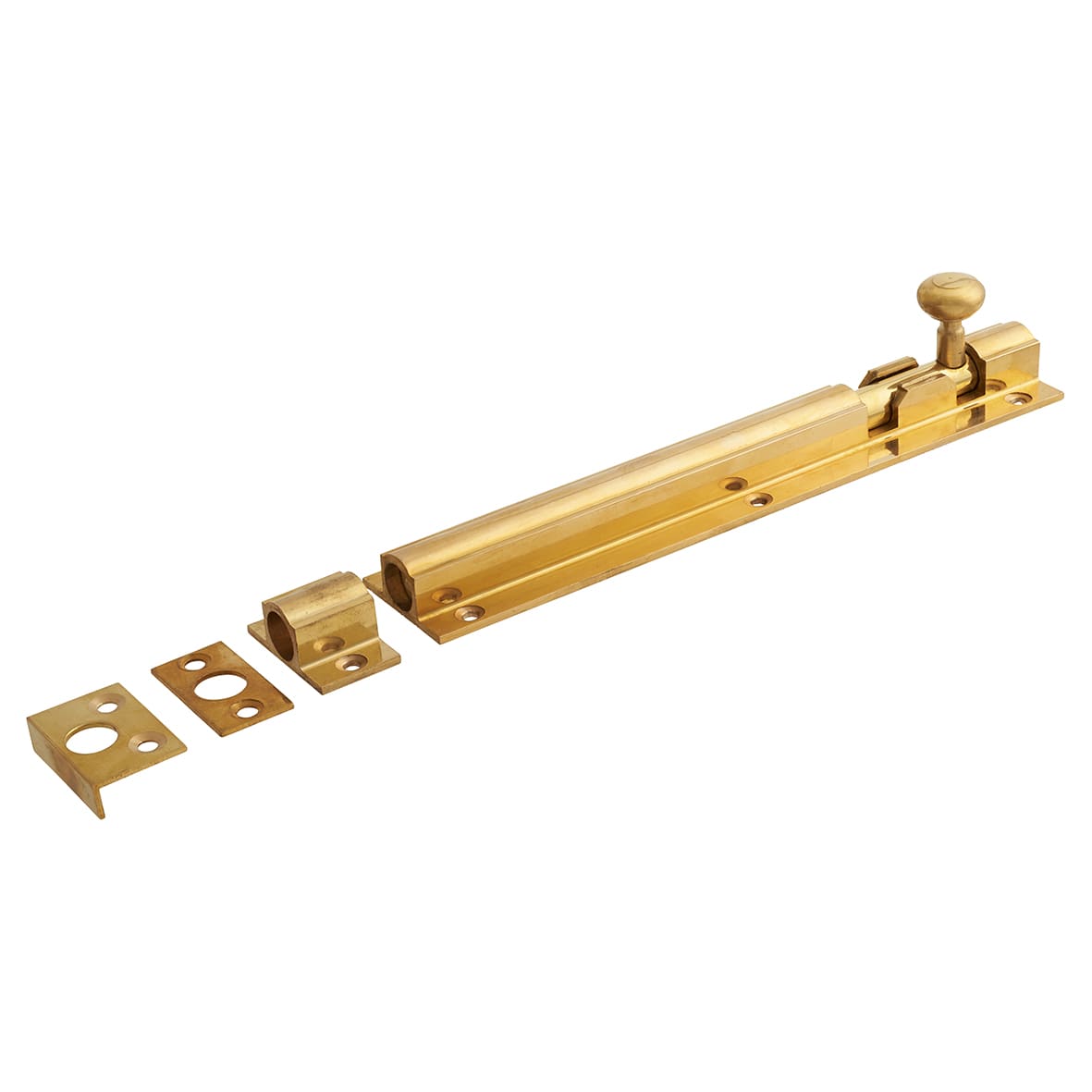 Polished Brass Straight Barrel Bolt - Decorative Range - 200 x 38mm