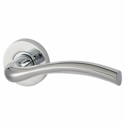 Polished Chrome Door Handles on Round Rose - Solar Range