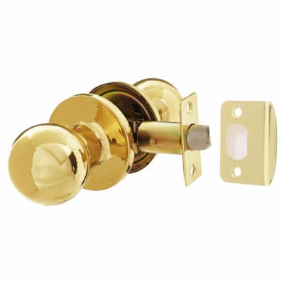 Polished Brass Bala Hotel Passage Mortice Door Knobset - 65mm Rose Diameter