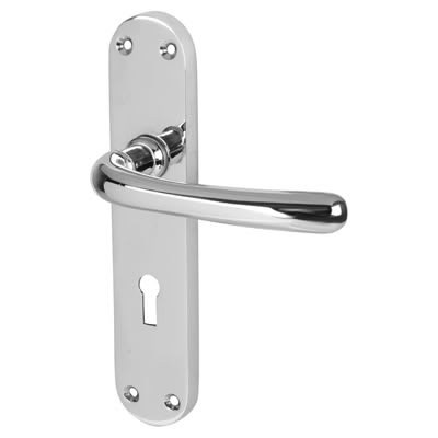 Polished Chrome Keyhole Lock Door Handles - Sassari Range - 182 x 39mm