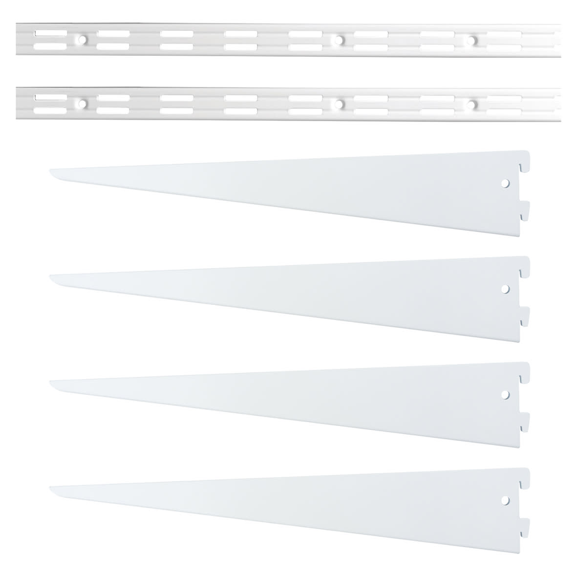 Twin Slot Shelving Kit - 2 x 1500mm Shelf Wall Uprights & 4 x 470mm Shelf Brackets - White