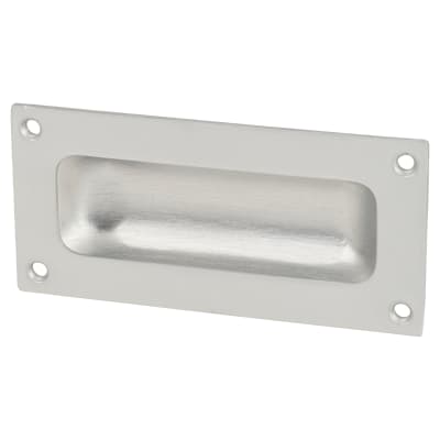 Rectangular Flush Cabinet Pull Handle - 90 x 43mm - Satin Aluminium