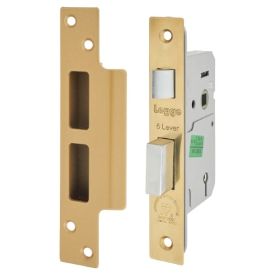 Heavy Duty:2007 Bolt Through 5 Lever Sashlock - 64mm Case - 44mm Backset - Polished Brass