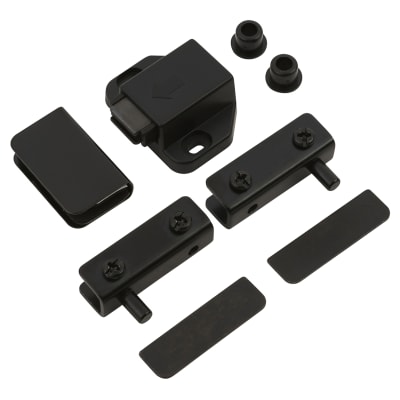 Magnetic Glass Door Touch Latch with Counter Piece and Pivot Hinges - 41 x 31 x 16mm - Black