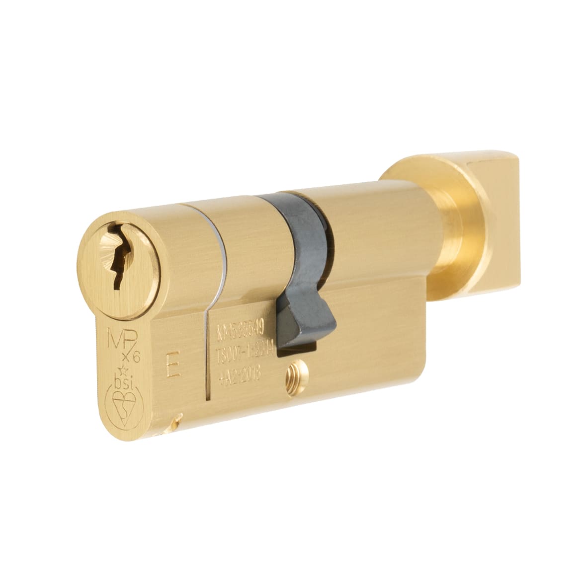 1 Star 6 Pin 80mm Euro Thumbturn Cylinder - 40 + 40mm - Satin Brass - Keyed to Differ