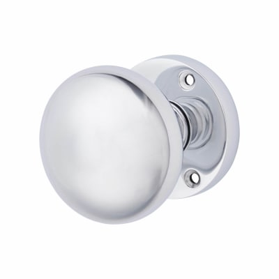 Polished Chrome Round Mortice Door Knob - 58mm Rose Diameter