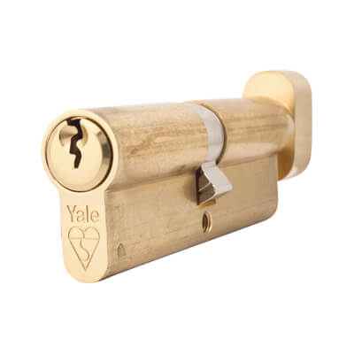 1 Star 6 Pin Kitemarked 90mm Euro Thumbturn Cylinder - 45mm Turn + 45mm - Polished Brass