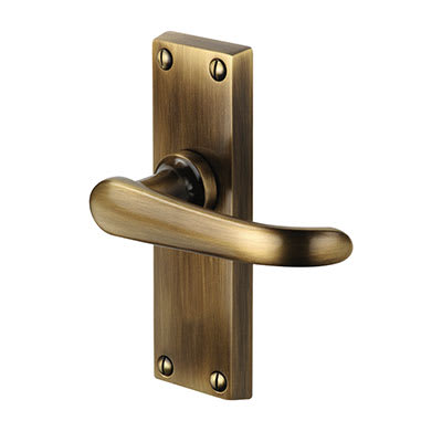 Marcus Antique Brass Latch Door - Short Plate - Windsor Range - 120 x 40mm