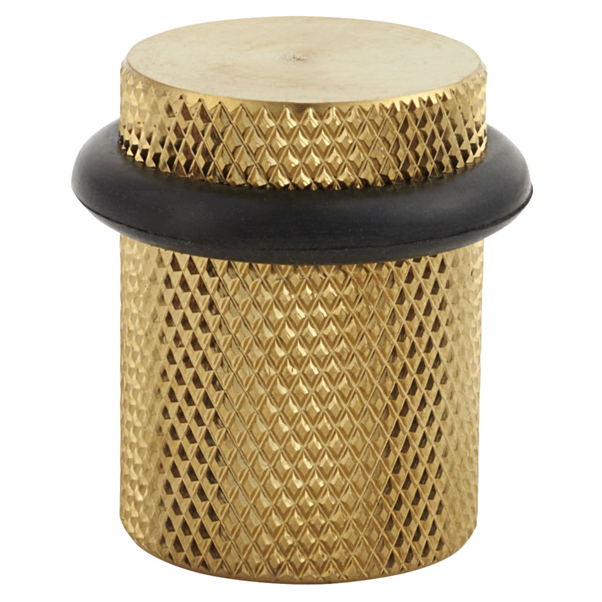 Knurled Floor Door Stop - 22 x 30mm - PVD Satin Brass