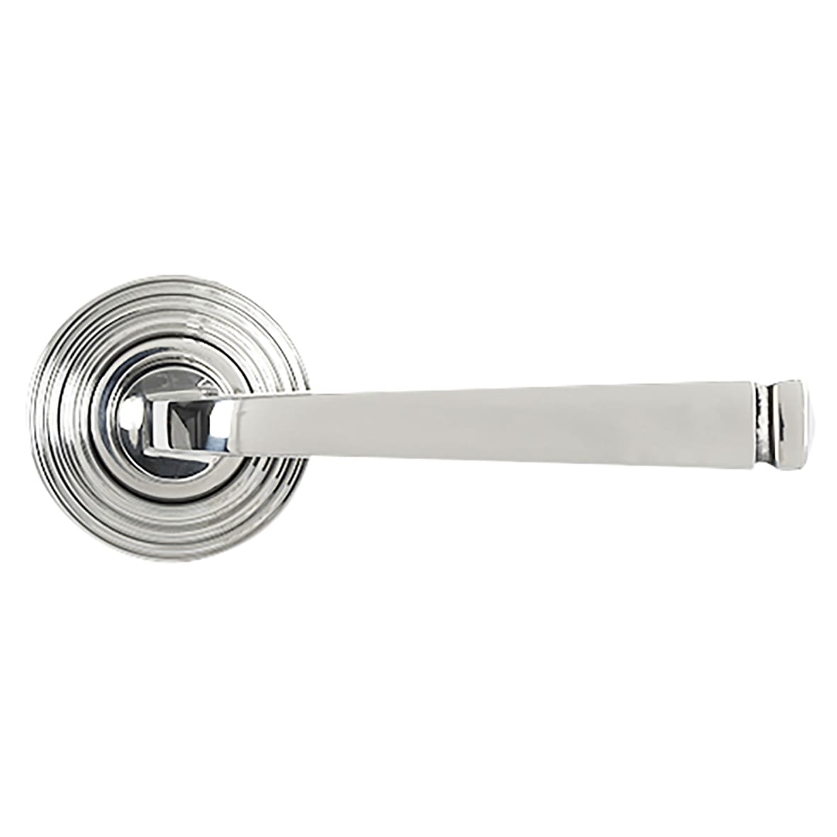 Polished Stainless Steel Door Handles on Round Beehive Rose - Avon Range