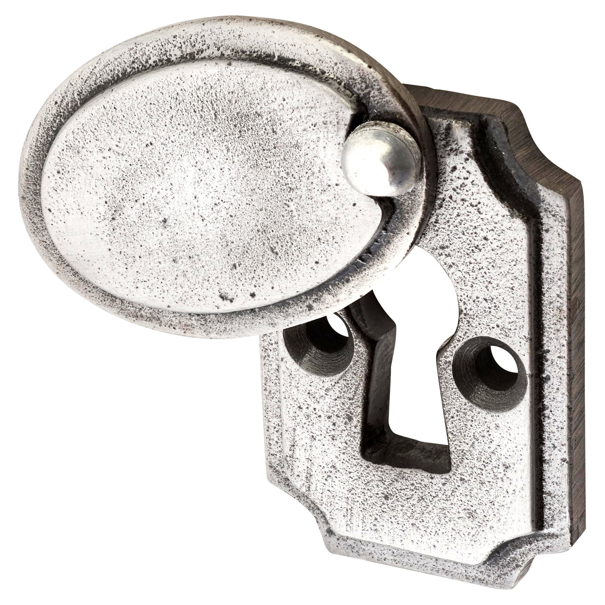 Plaque Covered Escutcheon - 45 x 29mm - Keyhole - Metalized Polished Iron