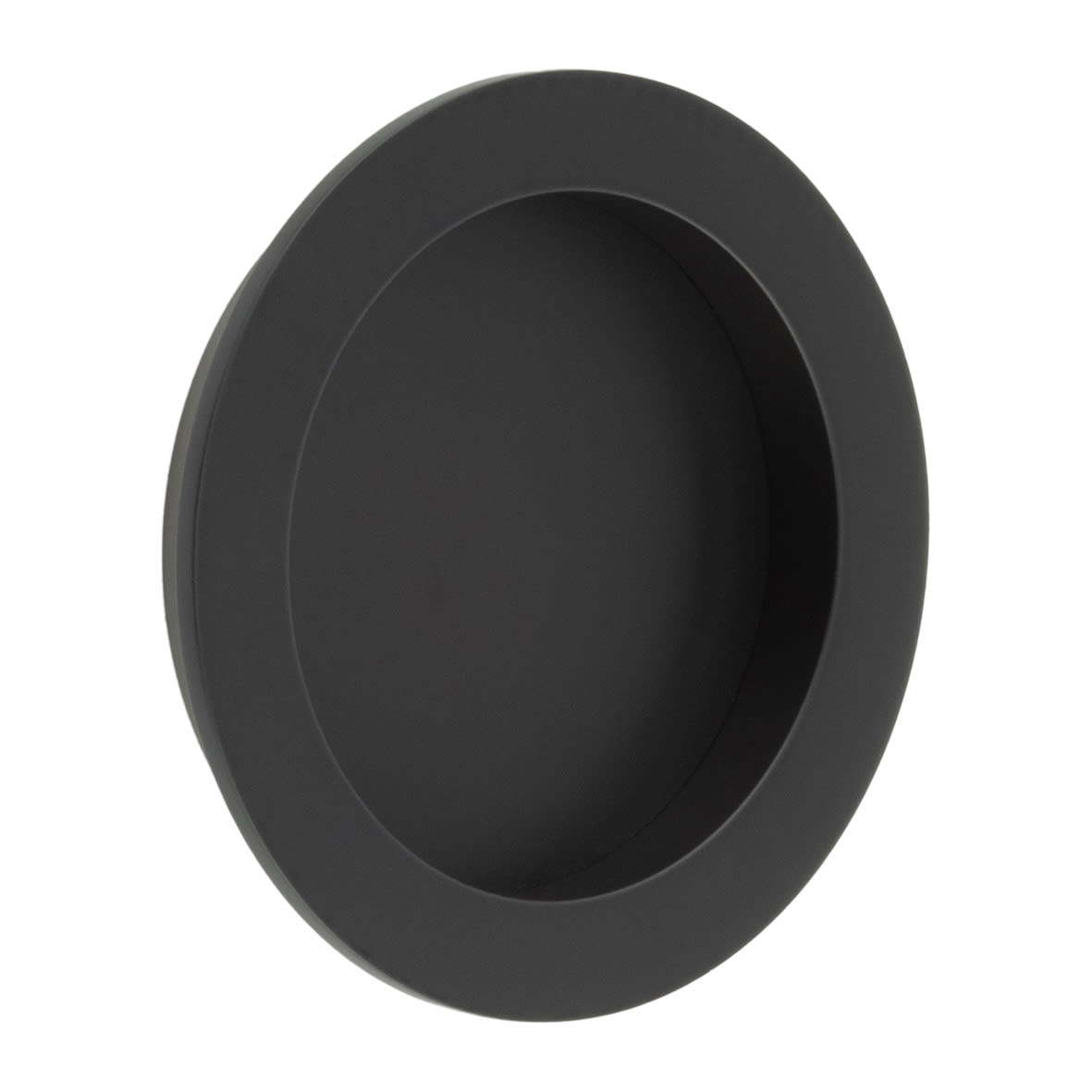 Round Flush Pull Handle - 75mm Diameter - Black