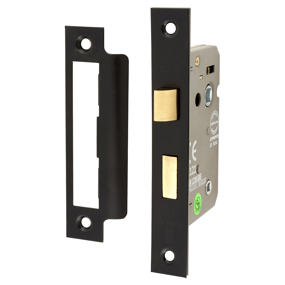 Bolt Through Bathroom Lock - 63mm Case - 44mm Backset - Matt Black